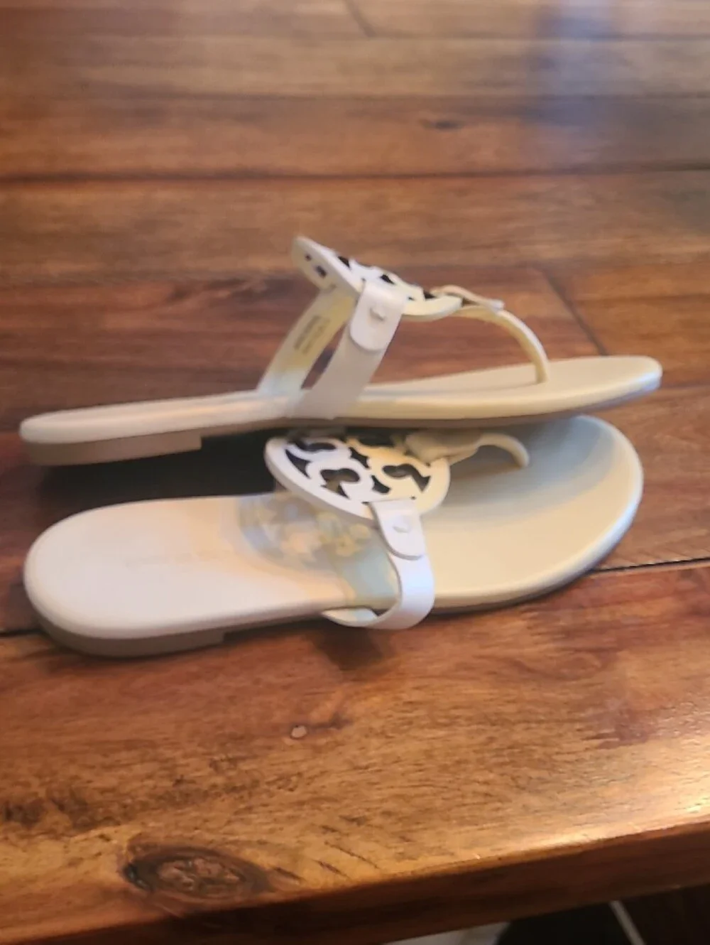 Tory Burch Ivory Miller Logo Thong Sandals